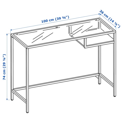 IKEA VITTSJO Glass Laptop Table 100x36cm White Workspace